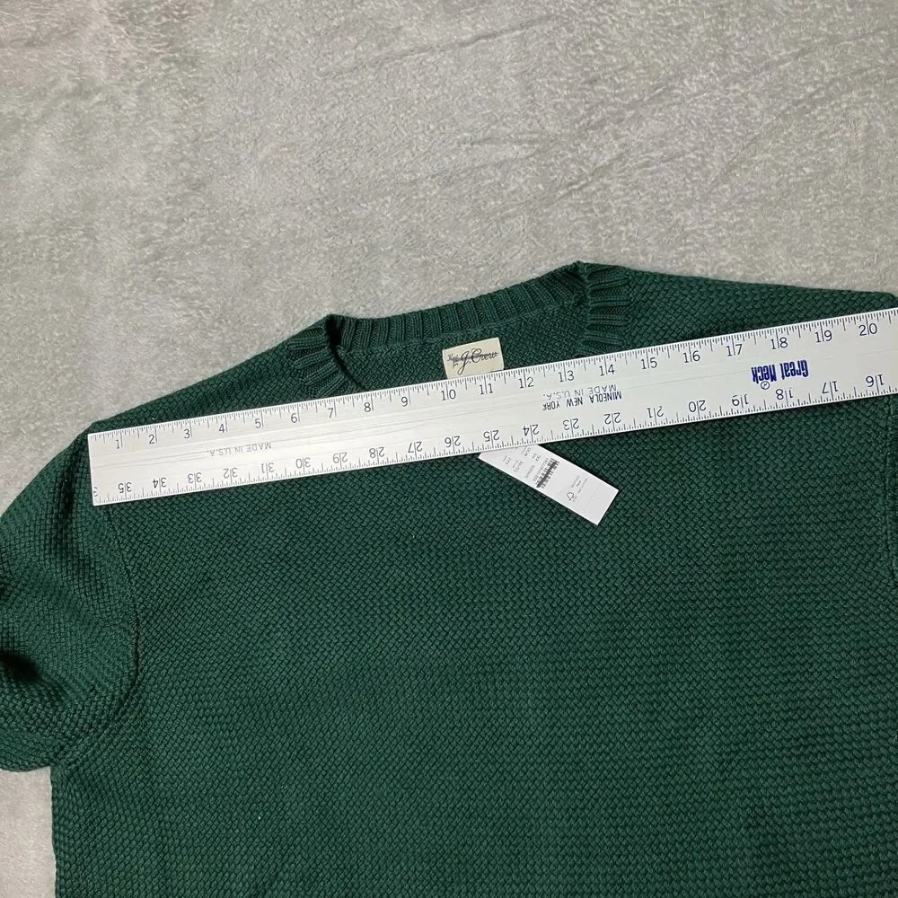 J‎ Crew Mens XXL Green Premium Basket-stitch Cotton Crewneck Sweater